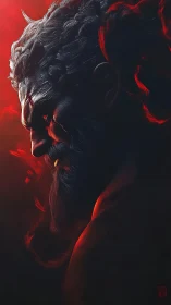 Volumetric rim lighting sculpts demonic warrior portrait in profile
