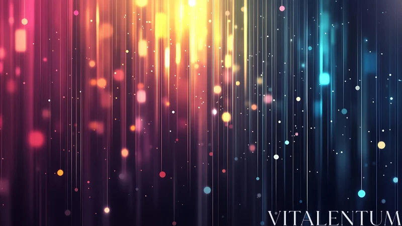 Vibrant abstract light streaks and glowing dots digital art background.