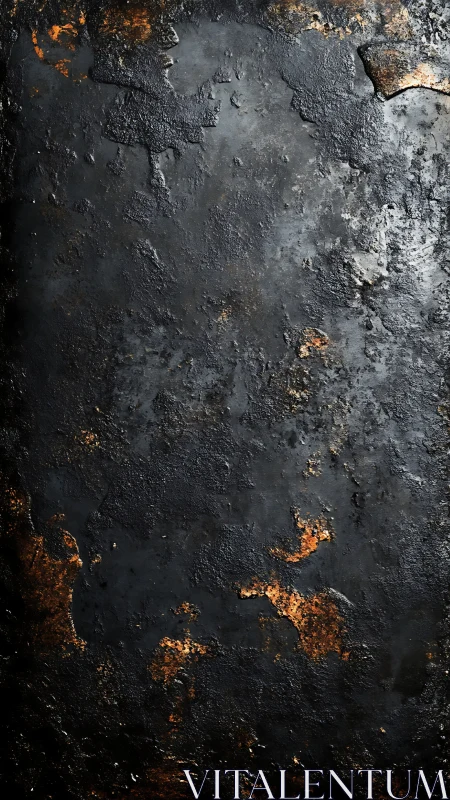 Oxidized black steel plate with flaking rust and rough patina