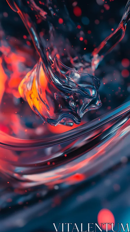 Liquid arc captures neon reflections in dynamic closeup motion