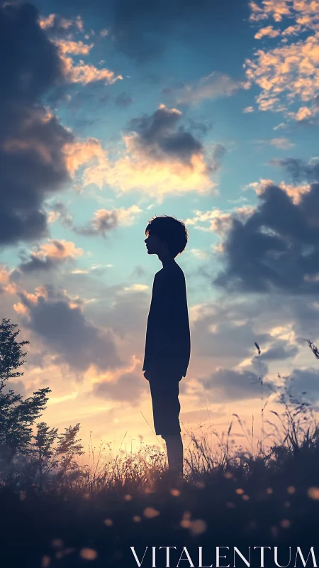 Quiet sunset silhouette wrapped in soft evening clouds.