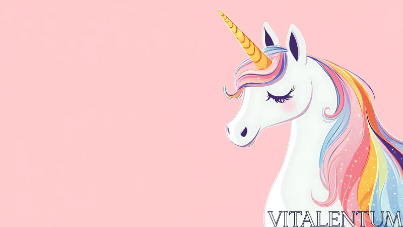 Pastel unicorn portrait with flowing rainbow mane