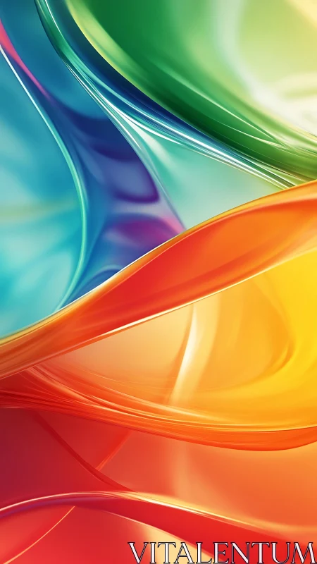 Abstract multicolor flowing curves in glossy gradient space.