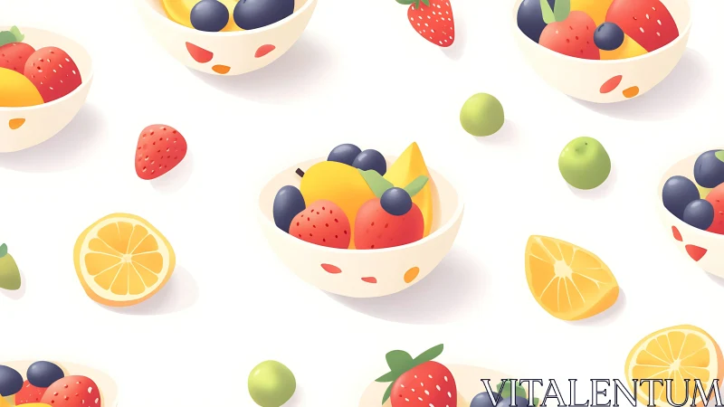 Sunlit fruit bowls drifting across a creamy white dreamscape.