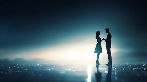 Two Hearts Meeting Above the City Lights.