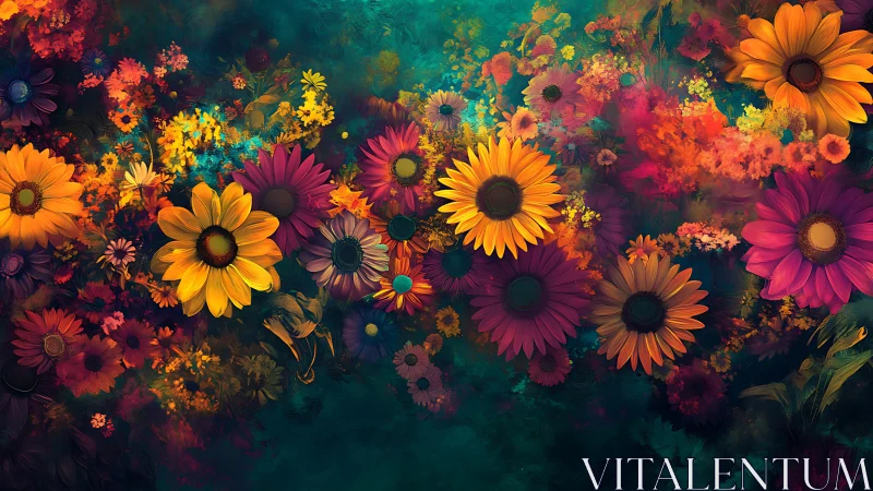 Vibrant Blooms: An Artistic Flower Garden Composition.
