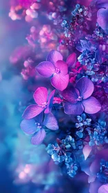 Radiant orchids bloom through violet bokeh dreamscape.