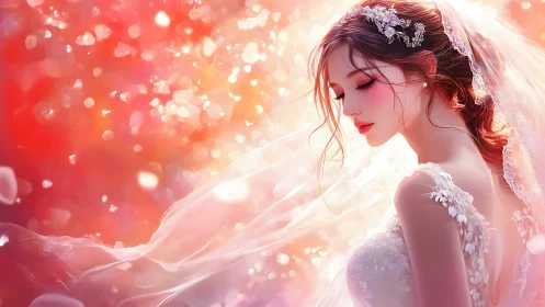 Veiled daydream drifts through a blossom-bright bridal glow