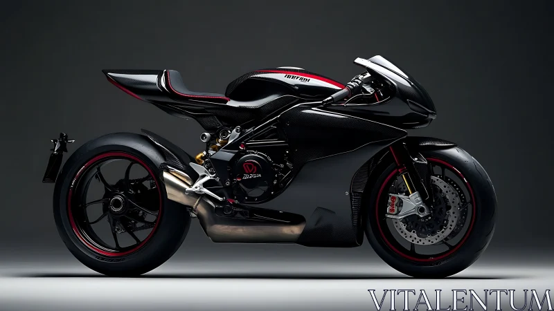 Side profile of modern carbon fiber racing sport motorcycle.