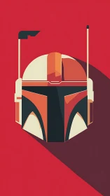 Stylized bounty hunter helmet casts a bold graphic shadow
