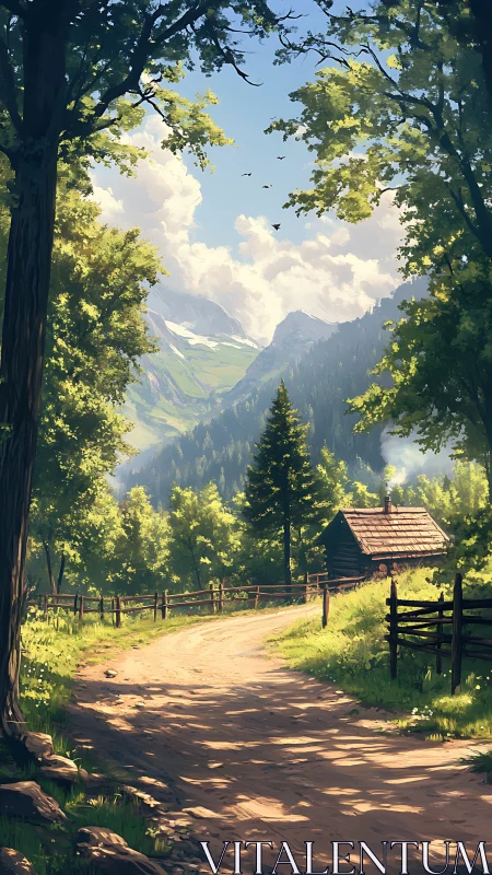 Mountain Valley Road Through Forest.