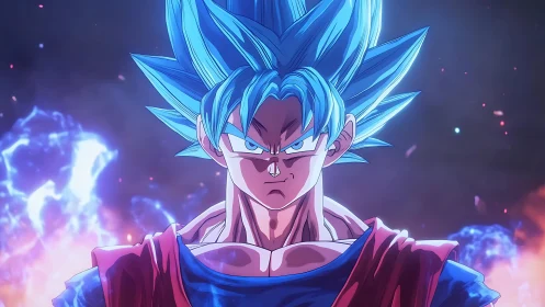 Anime hero power-boost portrait with dynamic aura lighting.