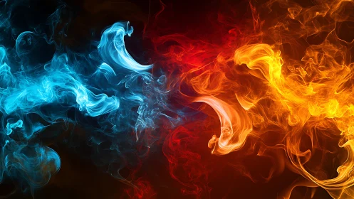 Blue and Orange Fire Collision Contrast.