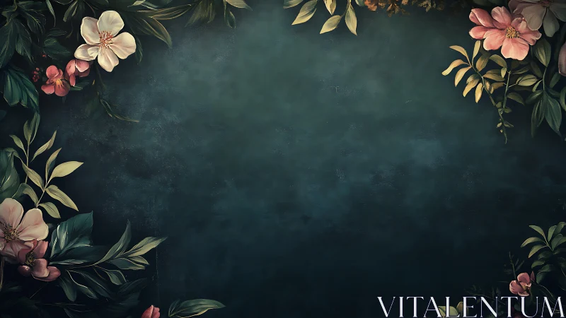 Botanical Still Life: Floral Composition on Dark Textured Background