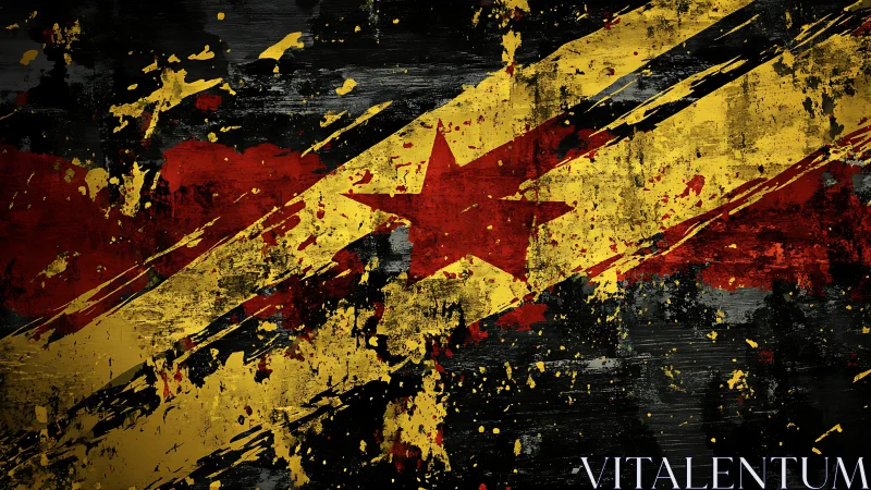 Grunge digital flag abstraction with distressed star geometry.