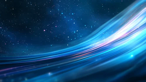 Digital nebula stream with luminous spectral motion lines.