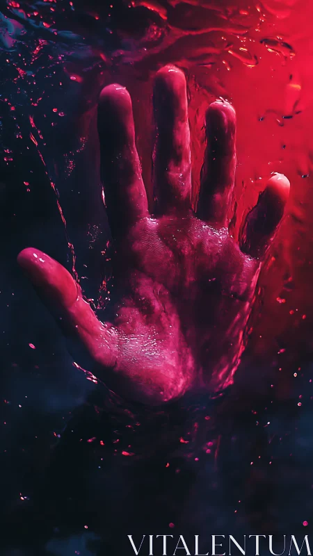 Neon-drenched hand silhouette in liquid chromatic diffusion.