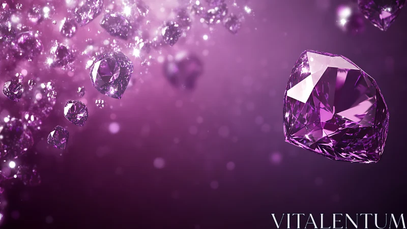 Violet Galaxy of Floating Gem Hearts in Luminous Drift.