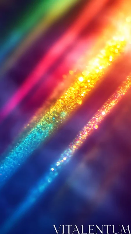 Diagonal multicolor light streaks form granular vertical bands