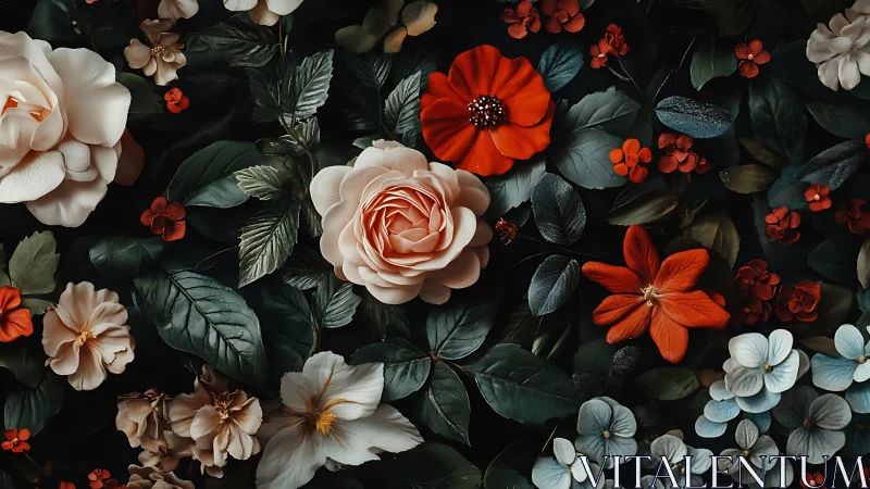 Blooming Garden Dreams on Deep Black.