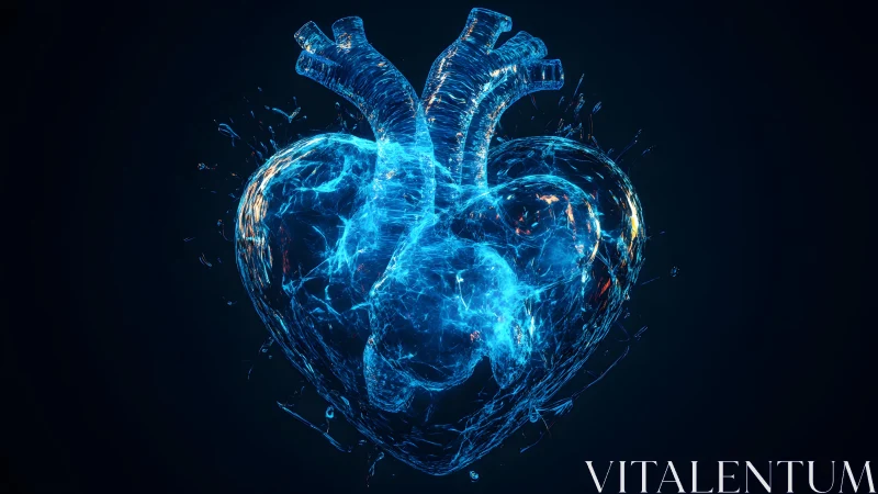 Digital Water Heart Illustration with Blue Neon Effects. Digital Water Heart Illustration with Blue Neon Effects.