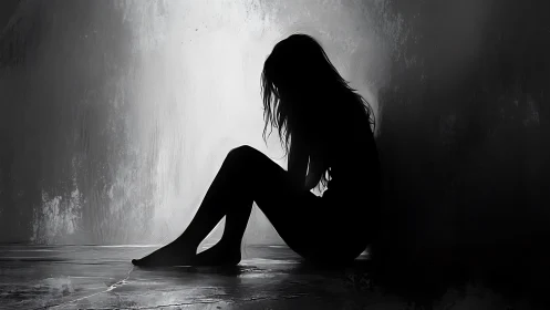 Quiet silhouette in soft grayscale light and gentle shadow.