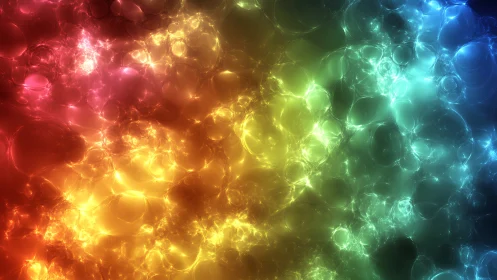 Radiant fractal bubbles form prismatic glowing energy field