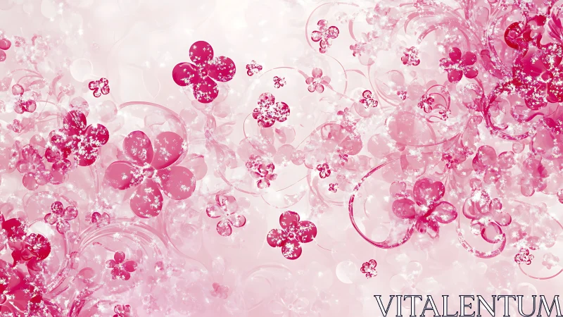 Pink Translucent Flowers with Sparkle Effect.