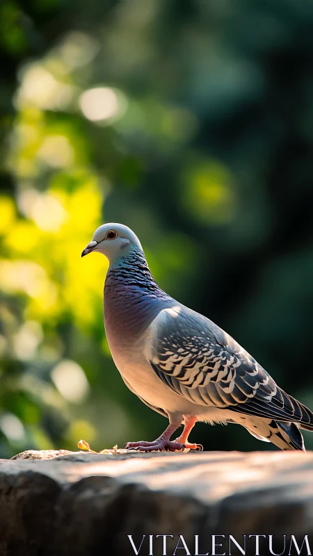 Beautiful Pigeon Perched in Golden Light.