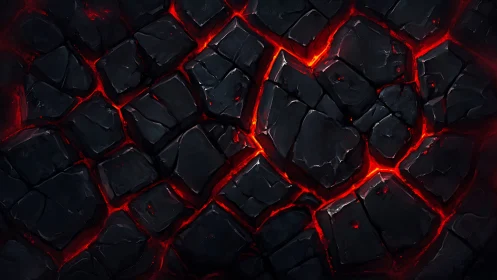 Lava-Fractured Surface with Incandescent Cracks and Glowing Borders.