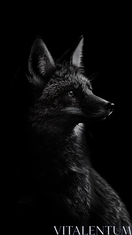 Midnight fox gazing softly into the quiet darkness.