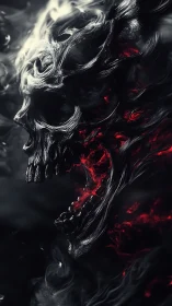 Molten spirit skull emerging from swirling shadow and flame.