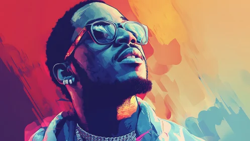 Bold neon portrait of a dreamer soaking in vibrant skies.