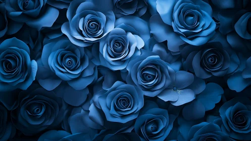 Blue roses dense floral arrangement.