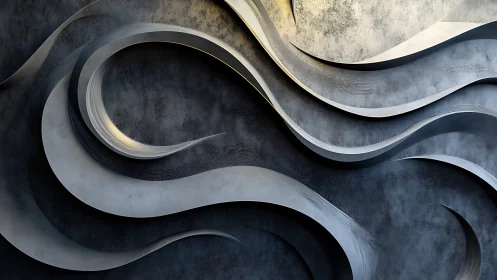 Layered metallic wave relief sculpts dynamic abstract surface
