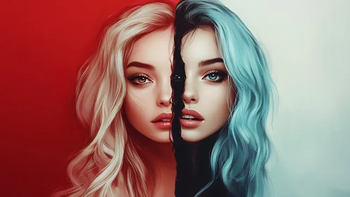 Twin-toned muse quietly fractures the canvas of identity