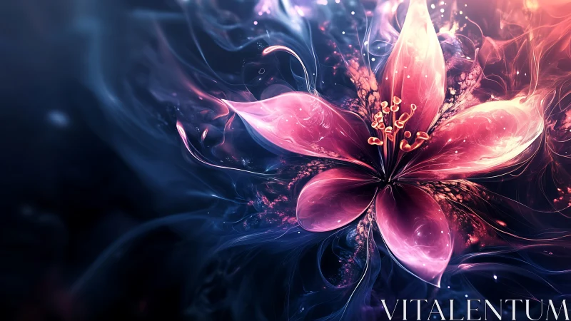 Luminous cosmic flower blooms in swirling nebula light.