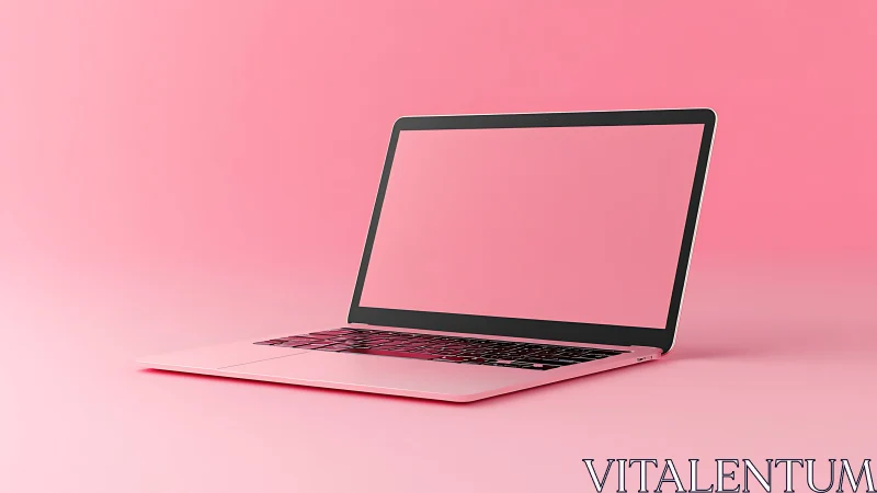 Minimalist pink ultrabook laptop on monochrome pastel backdrop