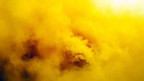 Dense yellow smoke plume with soft volumetric diffusion field