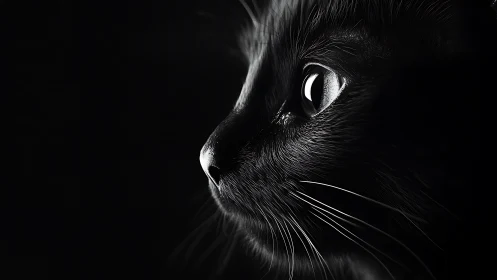 High-Contrast Feline Portrait with Dramatic Backlighting Technique.