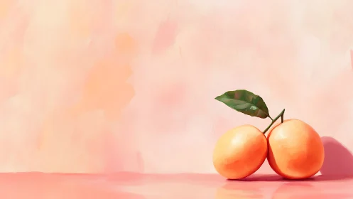Peach pair still life against soft pastel background.