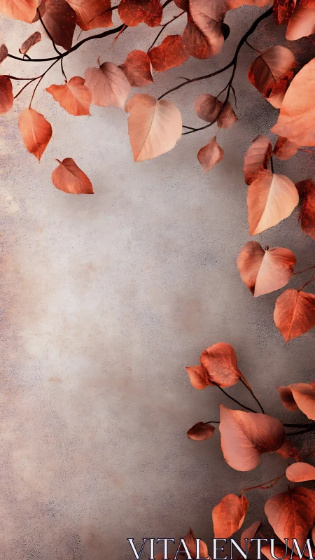 Copper foliage border against textured plaster ground.