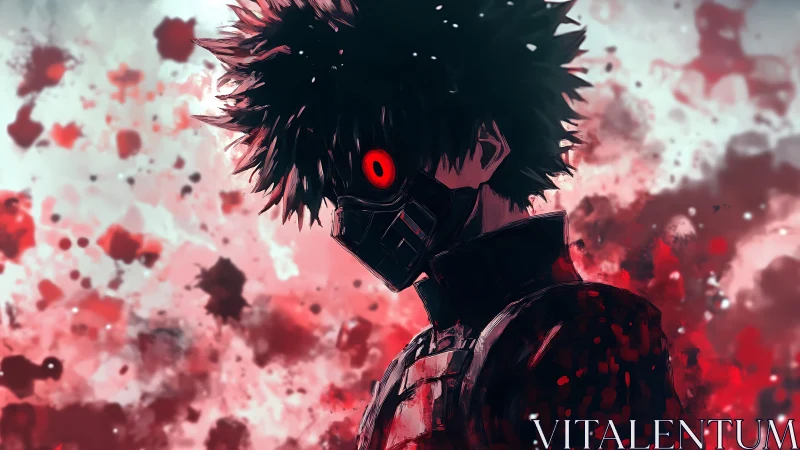 Crimson storm sentinel with a single burning cyber eye.