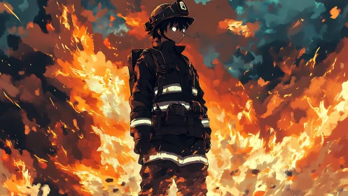 Courage in Flames: Firefighter's Heroic Stand.