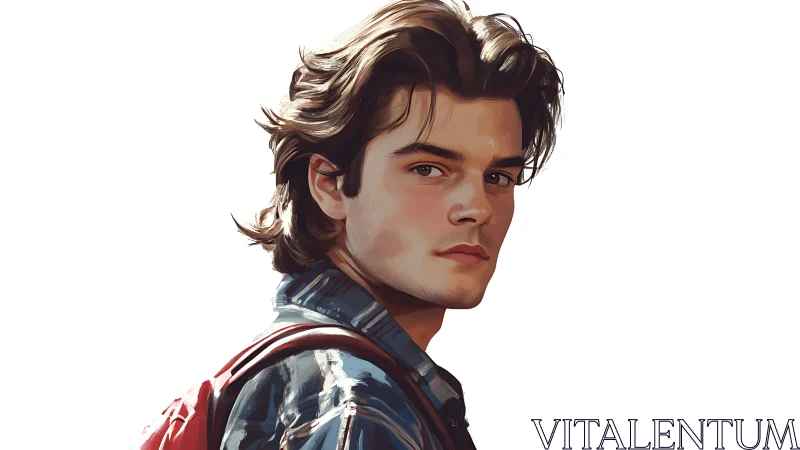 Three-quarter portrait of young man in stylized digital realism