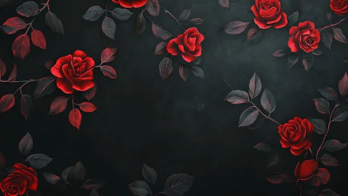 Scarlet Blooms Waltz Against Obsidian Depths