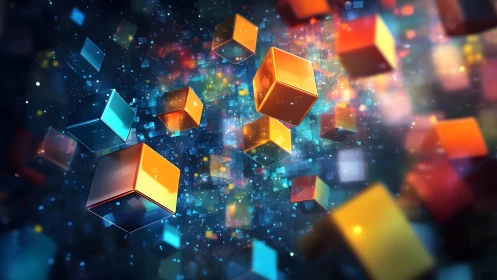 Volumetric data cubes in luminous procedural space field.