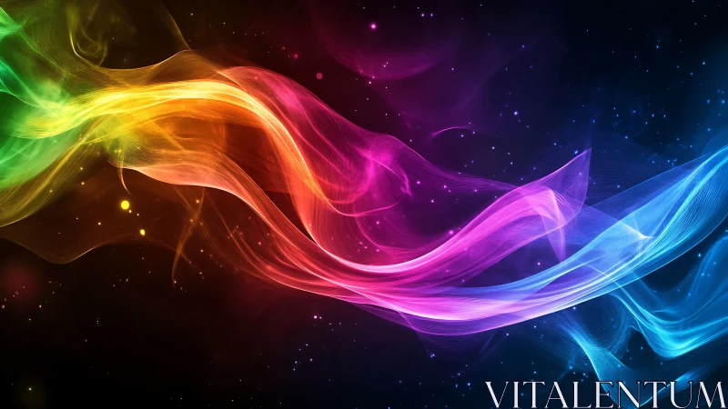 Multicolor luminous wavefronts over deep starfield gradient