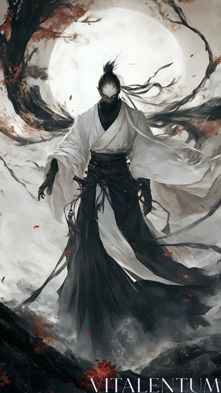 Moonlit wraith swordsman steals the night from the sky