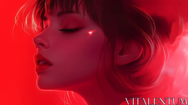 Velvet neon serenity kisses the dark with a glowing tear